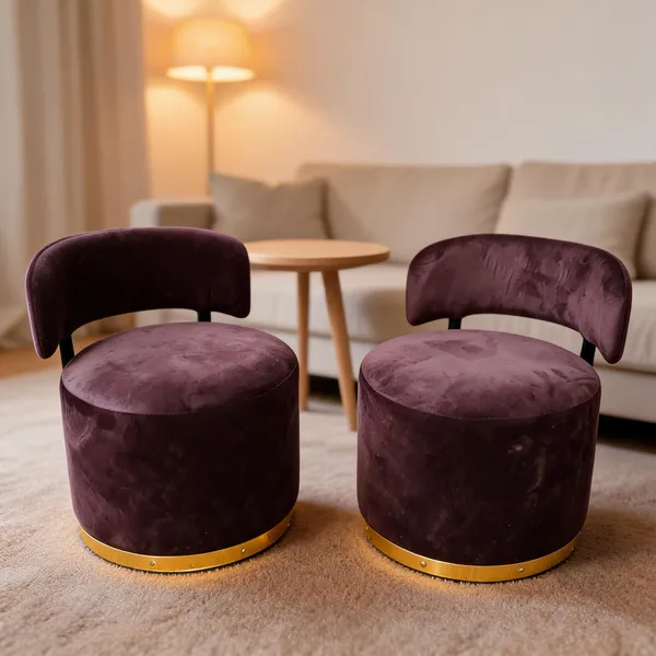 Velvet_Foam_Round_Accent_Chair_Set_Brown_