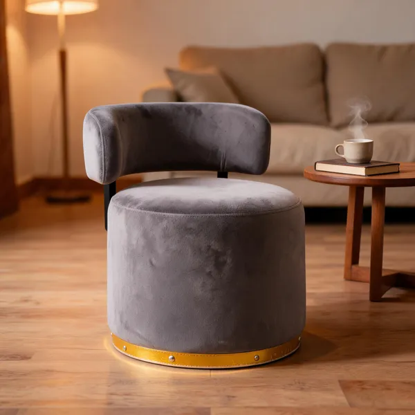 Velvet_Foam_Round_Accent_Chair_Grey