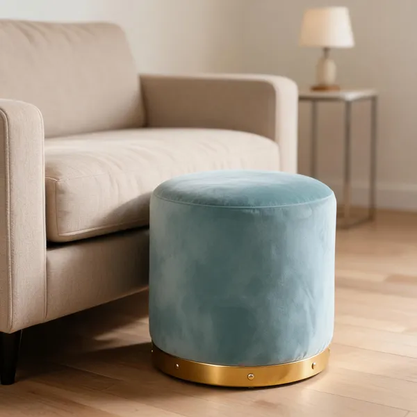 Velvet_Round_Turquoise_Ottoman_Stool_Sea_green_