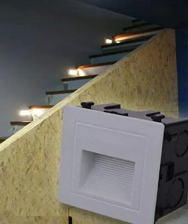 2_Modular_Aluminum_Embedded_Staircase_3W_Outdoor_LED_Foot_Light_Step_Corner_Wall_Stair_Square_Waterproof_Lamp_(White)