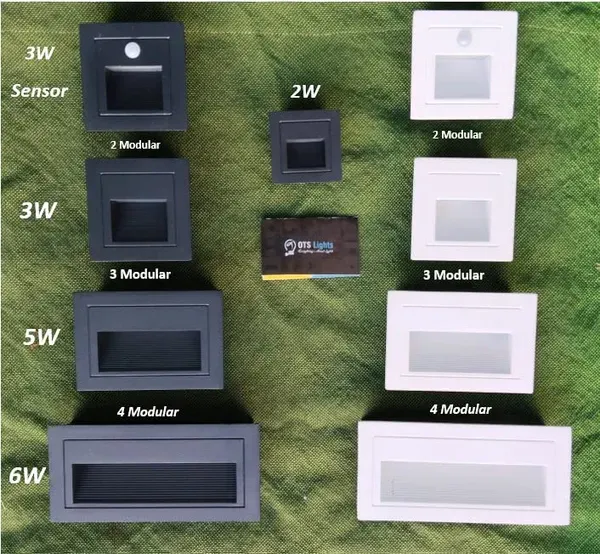 2_Modular_Aluminum_Embedded_Staircase_3W_Outdoor_LED_Foot_Light_Step_Corner_Wall_Stair_Square_Waterproof_Lamp_(White)