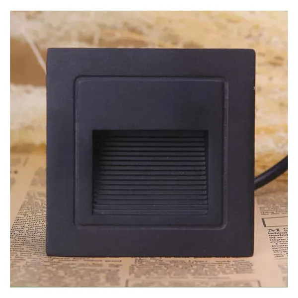 2_Modular_Aluminum_Embedded_Staircase_3W_Outdoor_LED_Foot_Light_Step_Corner_Wall_Stair_Square_Waterproof_Lamp_(Black_Body)