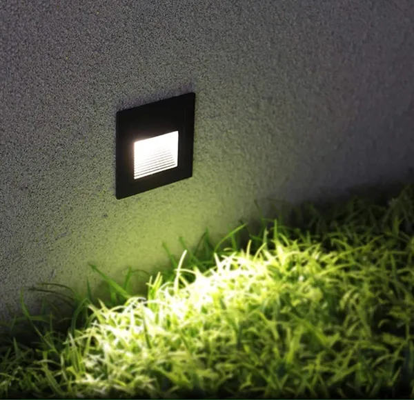 2_Modular_Aluminum_Embedded_Staircase_3W_Outdoor_LED_Foot_Light_Step_Corner_Wall_Stair_Square_Waterproof_Lamp_(Black_Body)
