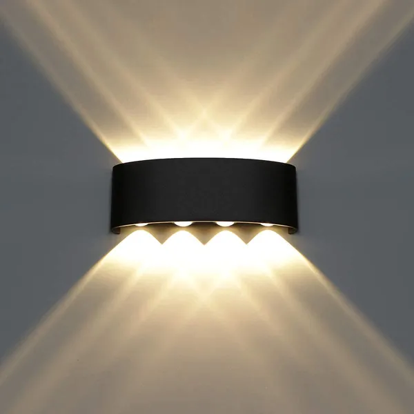 _Outdoor_LED_Wall_Light,_Aluminum_Black_Die_Casting_Body,_Waterproof_Up_Down_Light_(4Up4Down)