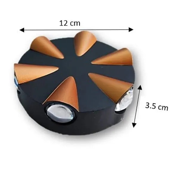 _6_Way_LED_Outdoor_Waterproof_Exterior_Wall_Light_Fixture_Lamp,_Black_&_6_Way_Gold_Splitter_Light_(6W,_Warm_White_-_3000K)
