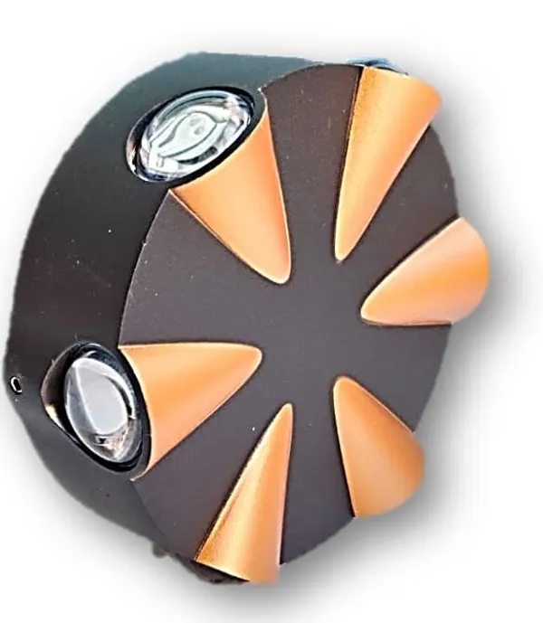 _6_Way_LED_Outdoor_Waterproof_Exterior_Wall_Light_Fixture_Lamp,_Black_&_6_Way_Gold_Splitter_Light_(6W,_Warm_White_-_3000K)