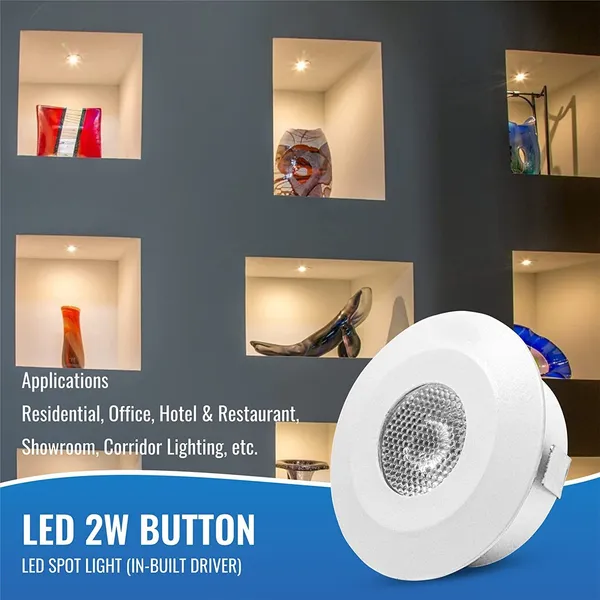 CAMRAYS_2-Watt_Button_LED_Spot_Light_(Warm_White/Golden_Yellow)