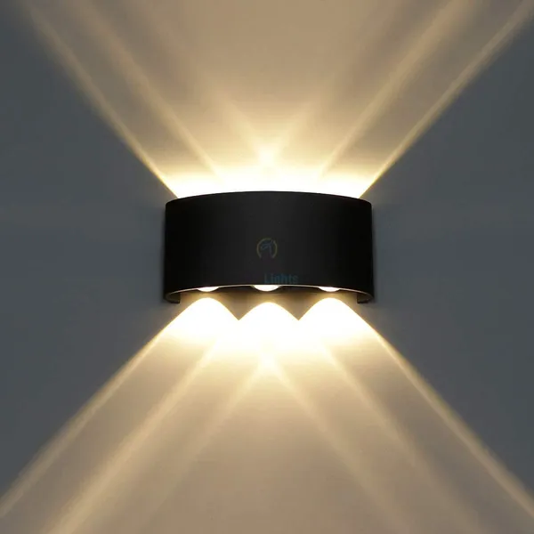 _Outdoor_LED_Wall_Light,_Aluminum_Black_Die_Casting_Body,_Waterproof_Up_Down_Light_(3Up3Down)