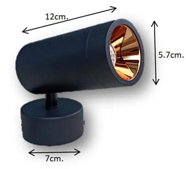 _12_Watts_Adjustable_Surface_Gold_Reflector_Wall_Mounted_Spotlight,_Focus_Light,_Natural_White_/_4000k_(Black_Body)