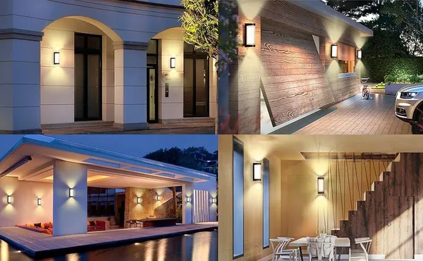 _Outdoor_Up_Down_Front_Wall_Light,_Aluminum_Golden_Black_Die_Casting_Body,_Waterproof,_Warm_-_RL519-2_*_1+2W