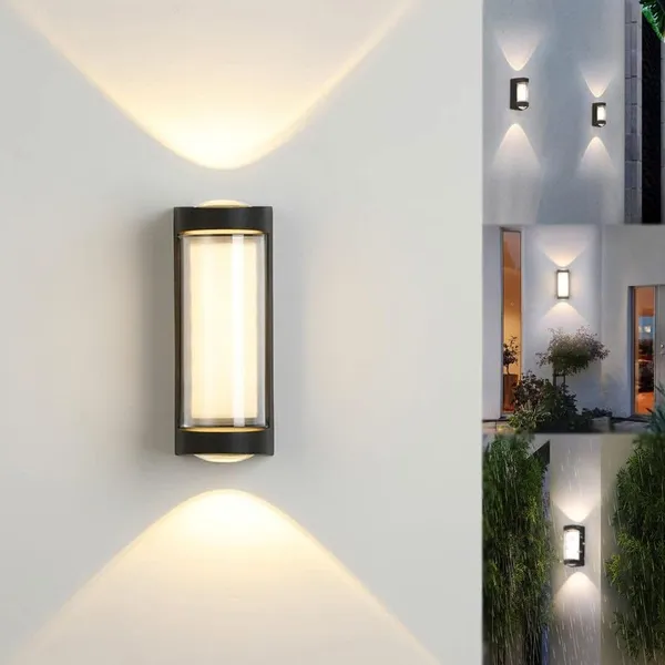 _Outdoor_Up_Down_Front_Wall_Light,_Aluminum_Golden_Black_Die_Casting_Body,_Waterproof,_Warm_-_RL519-2_*_1+2W