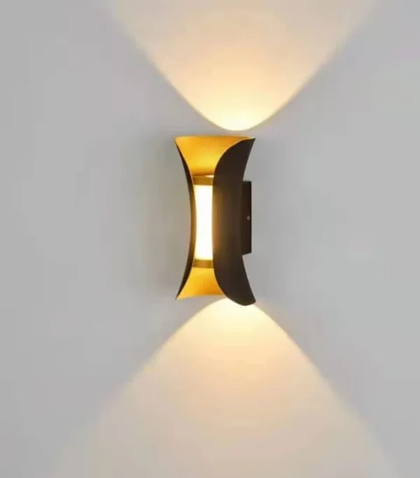 _18W_Outdoor_Up_Down_Front_Wall_Light,_Aluminum_Golden_Black_Die_Casting_Body,_Waterproof,_Warm_(20_x_10_x_9_cm,_2x8+2_Watts)