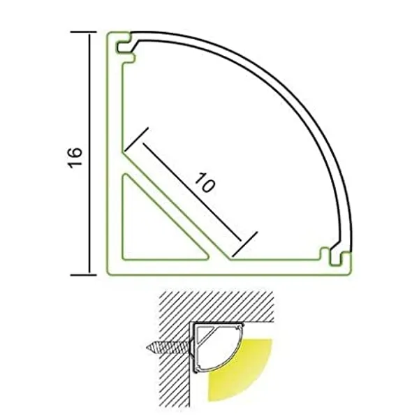 _Corner_Profile_Light_Channel_Triangular_Shape_for_Led_Strip_with_Diffuser,_Clip_and_End_Cap,_Pack_of_5,_1_Meter_Length_(Silver)