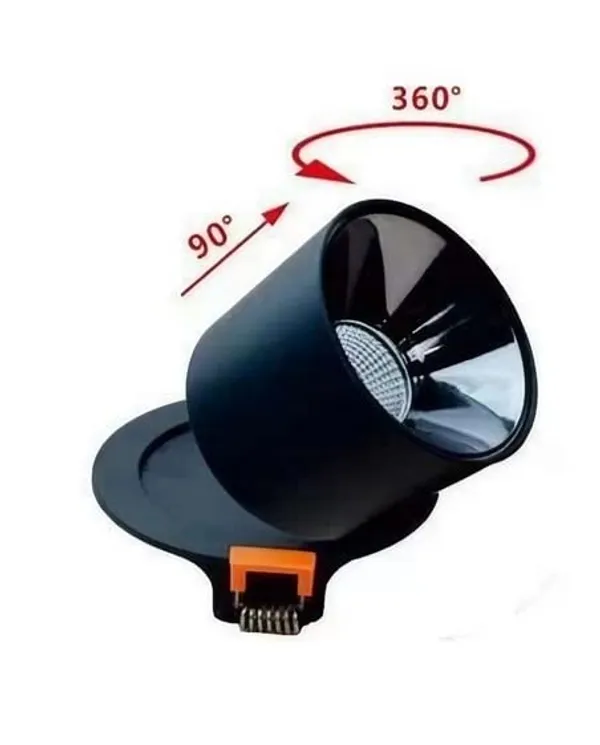_12W_Conceil_Cylinder_360_Conceil_Adjustable_Spotlight_Pure_Black_Reflector_with_Black_Body_(12W,_Warm_White_-_3000K)