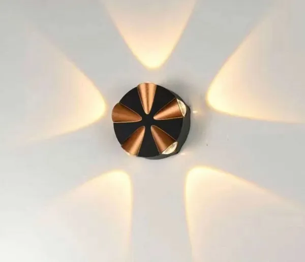 _5W_(5x1W)_5_Way_LED_Outdoor_Waterproof_Exterior_Wall_Light_Fixture_Lamp,_Black_&_5_Way_Gold_Splitter_Light_(5W,_Warm_White_-_3000K)