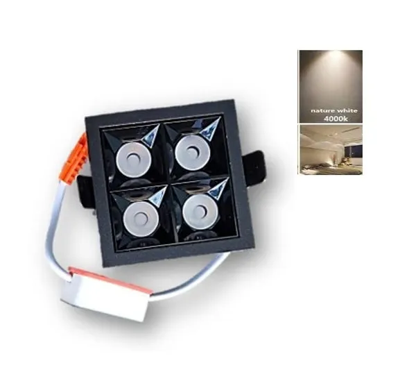 _8W_(4_x_2W)_Indoor_Square_Linear_Light_for_Ceiling,_Spotlight_with_Black_Reflector_and_Black_Body_(8W,_Natural_White_-_4000K)