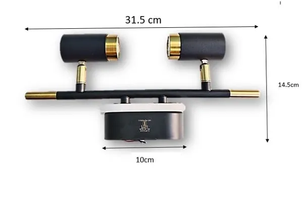 _12W_(2x5W+2W)_Led_Mirror,_Wall_Decor_Light_Home_Decor_Light_Black_Body_with_Golden_Finishing_(Warm_White,_12W)