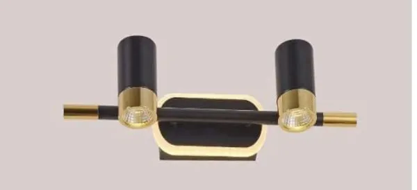 _12W_(2x5W+2W)_Led_Mirror,_Wall_Decor_Light_Home_Decor_Light_Black_Body_with_Golden_Finishing_(Warm_White,_12W)