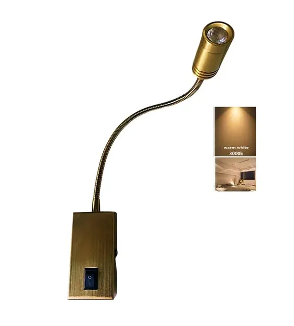 _3W_Adjustable_Study/Wall/Bedside/Table/Desk/Picture_with_Golden_Finish,_On/Off_Switch_(Colour_Tone_-_Warm/Yellow_-_3000K)
