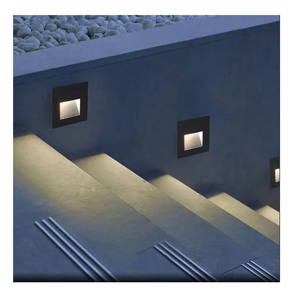 2_Modular_Aluminum_Embedded_Staircase_3W_Outdoor_LED_Foot_Light_Step_Corner_Wall_Stair_Square_Waterproof_Lamp_(Black_Body)_(Pack_of_4)