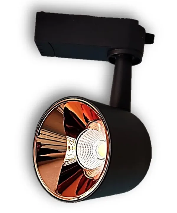 _12W_Focus_Light_Spotlight_360°_Adjustable_Track_Light_(Black_Body_with_Rose_Gold_Reflector)_-_(Track_Rail_Not_Included)_(Warm_White_-_3000k,12W)