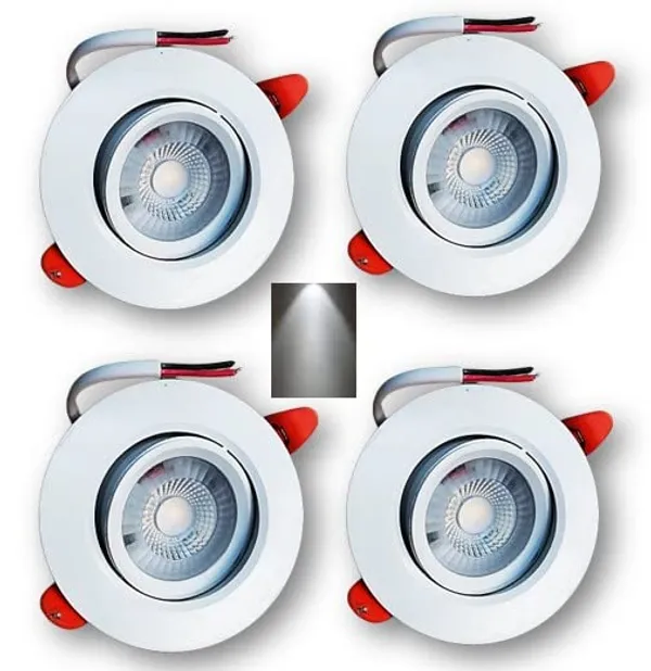 _6W_White_Body_LED_Ceiling_COB_Spot,_Focus,_Down_Ceiling_Movable_Light_(White/6500k,9.5cm_x_9.5cm,_Cutout_-_3"_/_7cm)_(Pack_of_4)