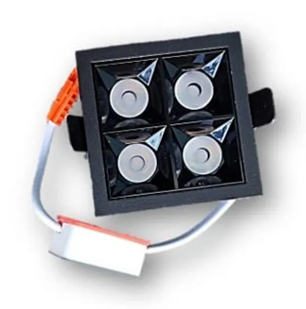 _8W_(4_x_2W)_Indoor_Square_Linear_Light_for_Ceiling,_Spotlight_with_Black_Reflector_and_Black_Body_(8W,Warm_White_-_3000K)