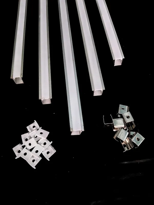 _1_Meter_Long_Profile_with_Diffused_Cover,_End_Caps,_and_Mounting_Clips_for_LED_Strip_Light_-_YW_Channels,_YW_Style_Shaped_Aluminum_Profile_Channels_(Conceal,_10mm)