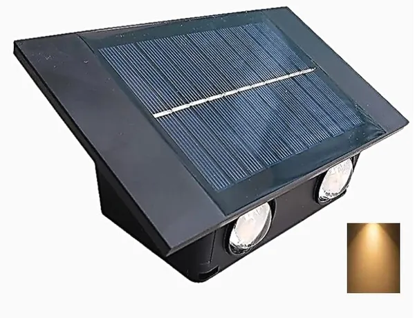 _Outdoor_LED_Solar_Wall_Light,_Aluminum_Black_Die_Casting_Body,_Waterproof_Up_Down_Light_(2Up2Down)(Warm_White)