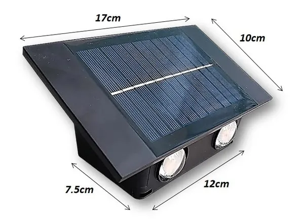 _Outdoor_LED_Solar_Wall_Light,_Aluminum_Black_Die_Casting_Body,_Waterproof_Up_Down_Light_(2Up2Down)(Warm_White)