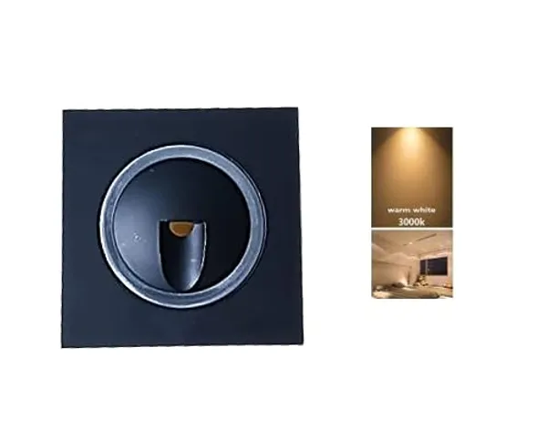 3W_LED_Aluminum_Embedded_Staircase_Foot_Light_Step_Corner_Wall_Stair_Square_Waterproof_Lamp_with_Black_Body_(Warm_White_-_3000K)