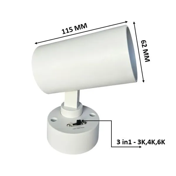 _9W_Wall_Light_Adjustable_Surface_Mounted_Spotlight,_3-Color_Temperature_(3000K/4000K/6000K)_3-in-1_CCT_Switch,_Modern_Cylinder_Wall,_White_Finish