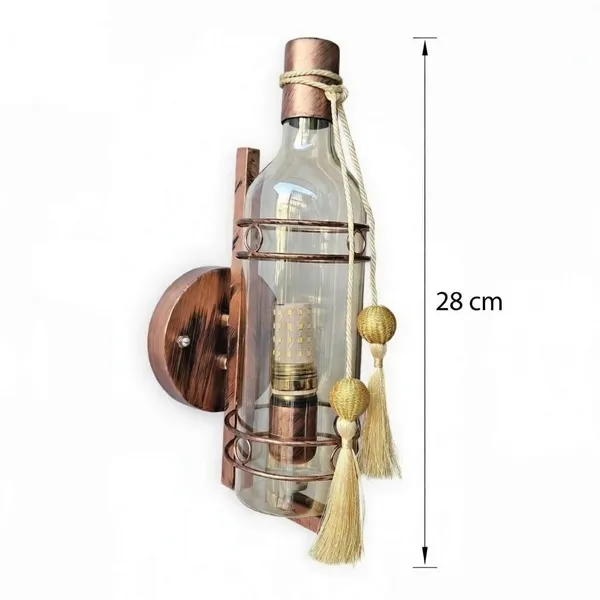 3-in-1_Bottle_Shape_Wall_Light_with_E27_Holder_and_Bulb_for_Living_Room_Glass_&_Metal_Decorative_Wall_Lamp