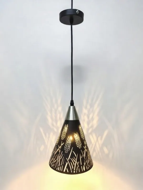 _Cone_Shape_Pendant_Light,_Black_Metal_Inverted_Cone_Hanging_Ceiling_Lamp_with_with_E27_Holder_and_3in1_Bulb_for_Living_Room