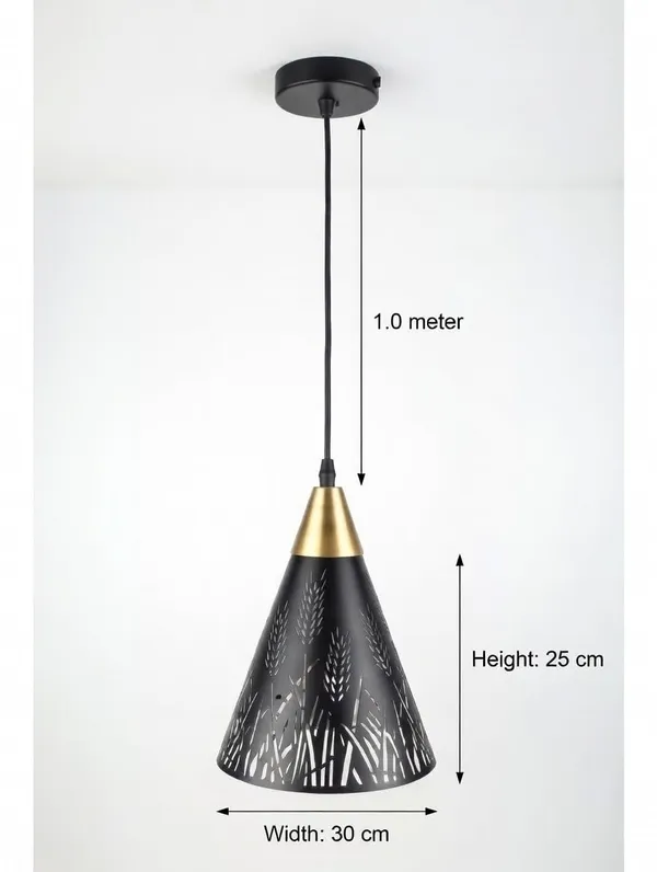 _Cone_Shape_Pendant_Light,_Black_Metal_Inverted_Cone_Hanging_Ceiling_Lamp_with_with_E27_Holder_and_3in1_Bulb_for_Living_Room