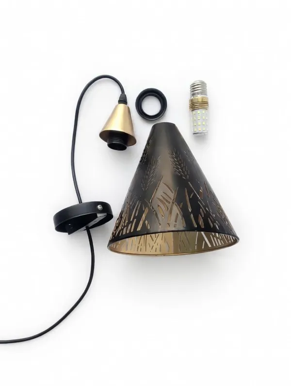 _Cone_Shape_Pendant_Light,_Black_Metal_Inverted_Cone_Hanging_Ceiling_Lamp_with_with_E27_Holder_and_3in1_Bulb_for_Living_Room