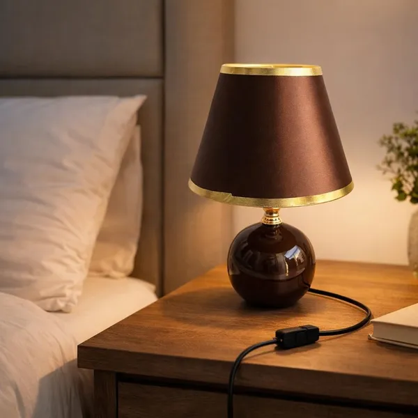 3-in-1_Bedside_Table_Lamp_with_Brown_Fabric_Shade