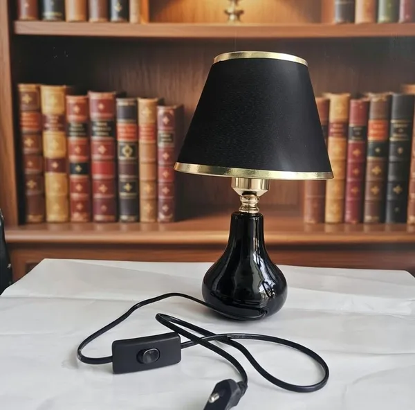 3-in-1_Modern_Black_Table_Lamp_with_Gold_Accents_–_Elegant_Bedside_Night_Lamp_with_Fabric_Shade_&_On/Off_Switch