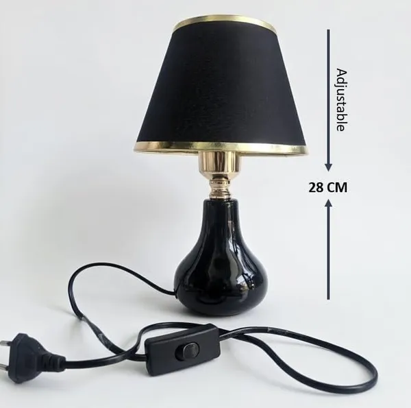 3-in-1_Modern_Black_Table_Lamp_with_Gold_Accents_–_Elegant_Bedside_Night_Lamp_with_Fabric_Shade_&_On/Off_Switch