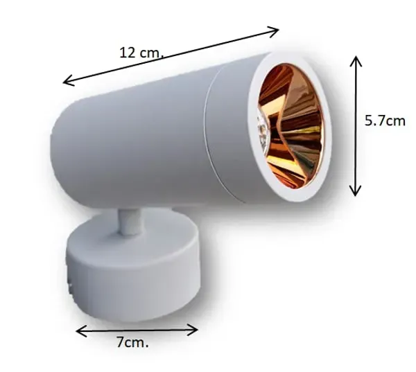 _12_Watts_Adjustable_Surface_Gold_Reflector_Wall_Mounted_Spotlight,_Focus_Light,_Warm_White_/_3000k_(White_Body)