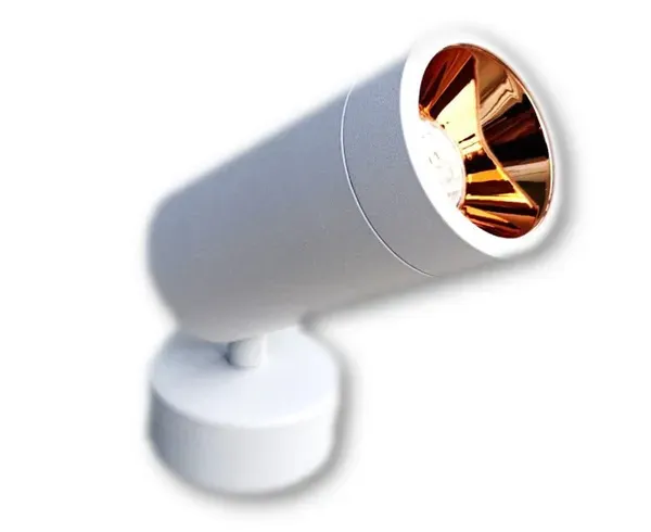 _12_Watts_Adjustable_Surface_Gold_Reflector_Wall_Mounted_Spotlight,_Focus_Light,_Warm_White_/_3000k_(White_Body)