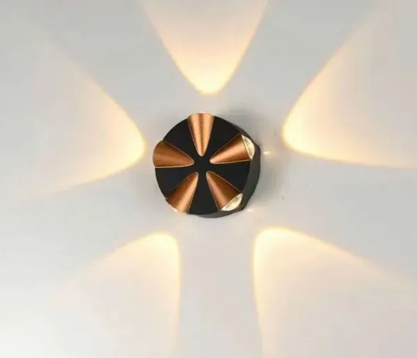 _5W_(5x1W)_5_Way_LED_Outdoor_Waterproof_Exterior_Wall_Light_Fixture_Lamp,_Black_&_5_Way_Gold_Splitter_Light_(5W,_Warm_White_-_3000K)