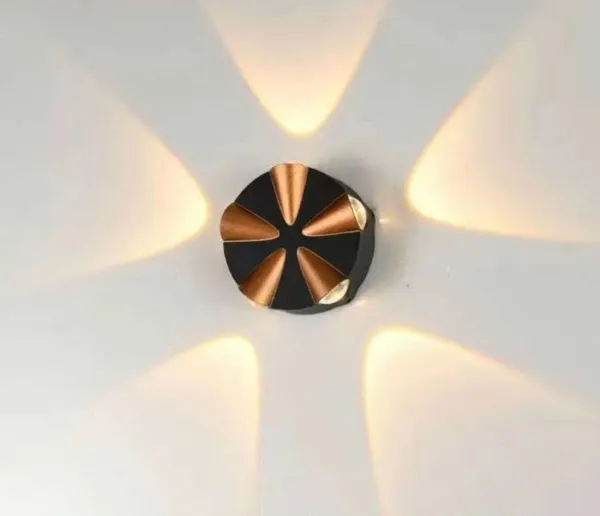 _5W_(5x1W)_5_Way_LED_Outdoor_Waterproof_Exterior_Wall_Light_Fixture_Lamp,_Black_&_5_Way_Gold_Splitter_Light_(5W,_Warm_White_-_3000K)
