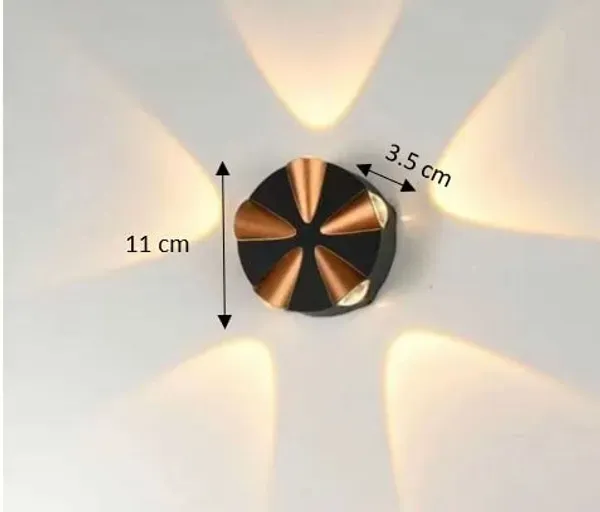 _5W_(5x1W)_5_Way_LED_Outdoor_Waterproof_Exterior_Wall_Light_Fixture_Lamp,_Black_&_5_Way_Gold_Splitter_Light_(5W,_Warm_White_-_3000K)