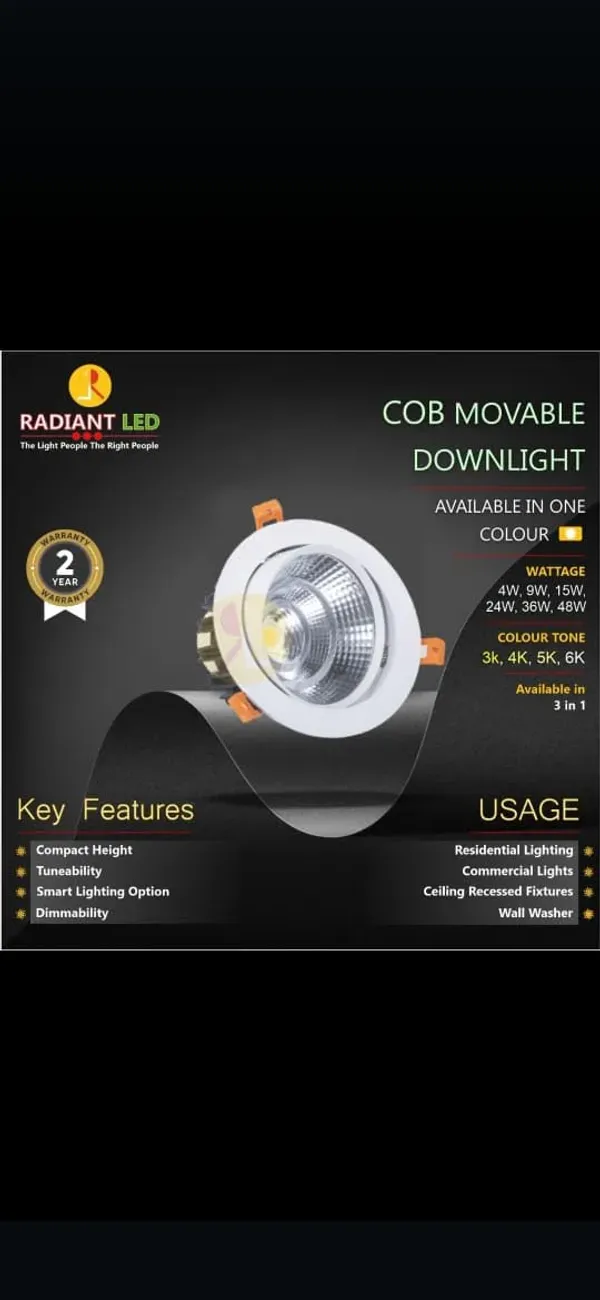 _COB_Down_Celing_Light_-_2_Years_Warranty_(Natural_White,_36_Watt)_(16_cm_x_16_cm_x_7.5_cm),_Cutout_4.6''