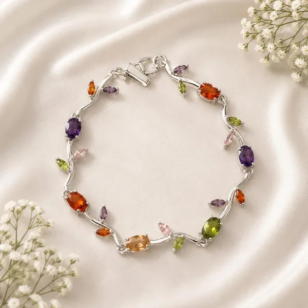 Silver_Plated_Multi_coloured_Ad_Stone_Tulip_Bracelet_For_Women