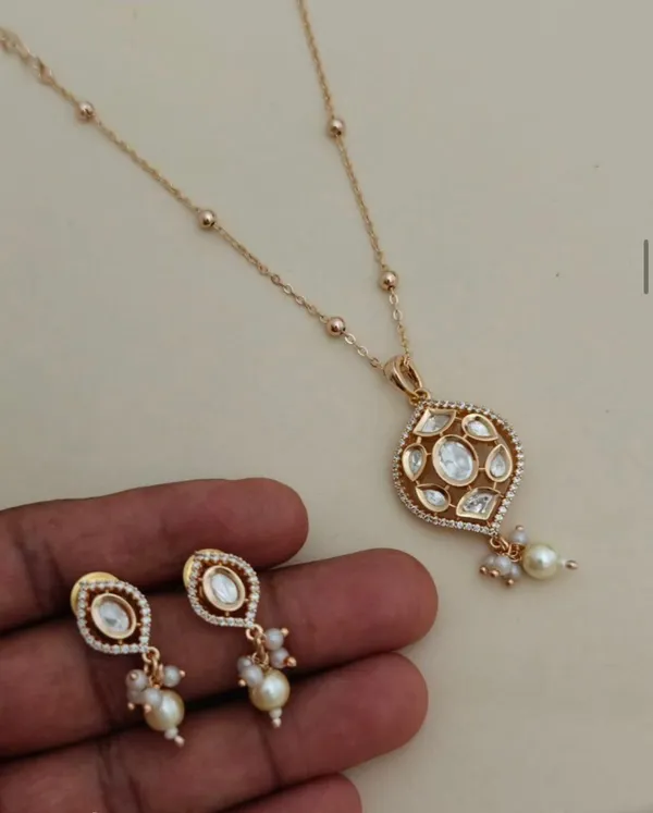 Rose_Gold_Polki_Pearl_Drop_Necklace_And_Earring_Set_For_Women