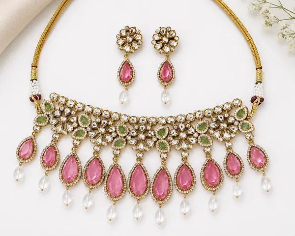 Antique_Polki_with_Pink_doublet_stone_Necklace