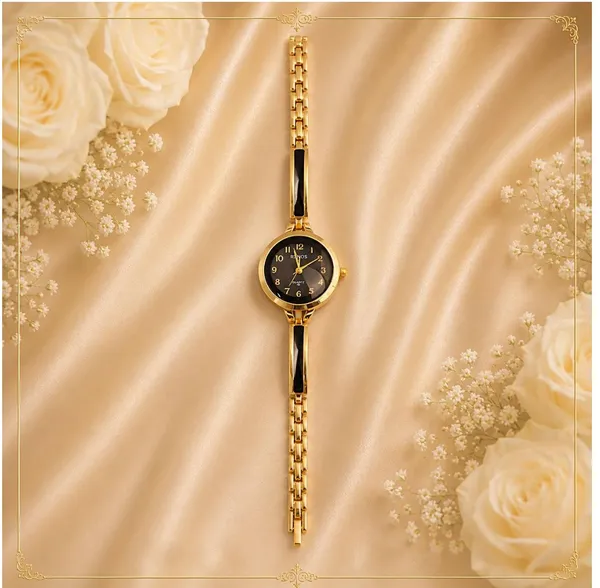 Classy_Round_Watch_Partial_Kada__-_Black_Dial_for_women