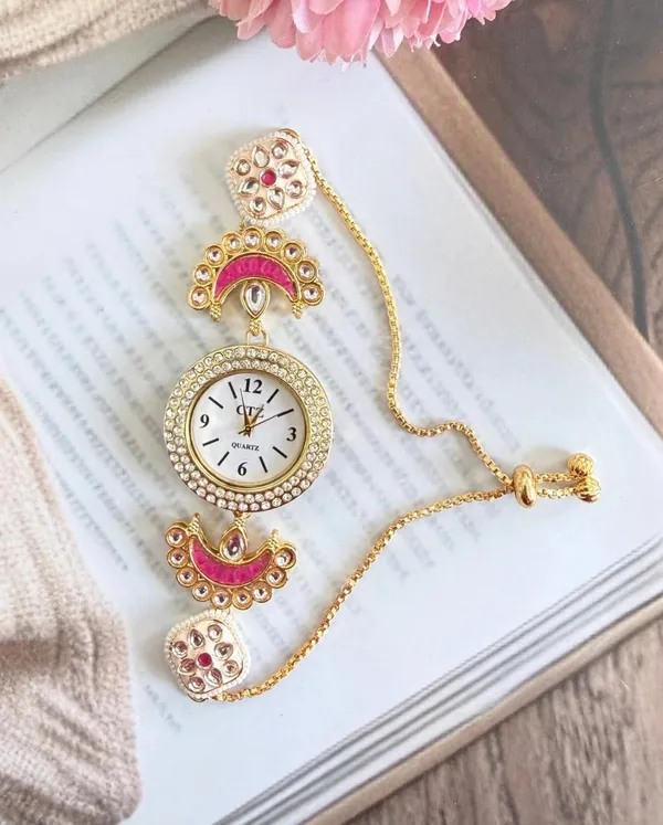 Gold_Plated_Pink_Diya_Kashmiri_Watch_for_women